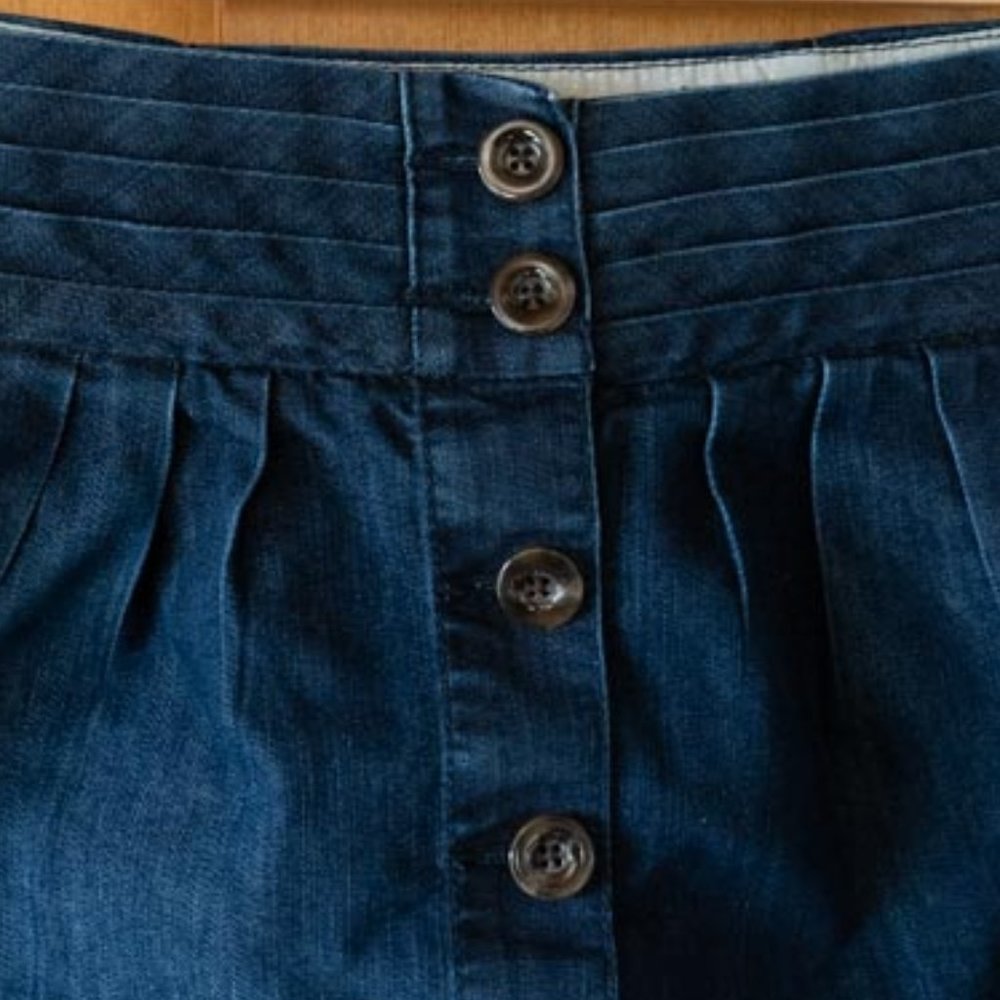 Anthro Pilcro & the Letterpress Mini Denim High Waist w. Pockets Skirt womens 6 - Picture 4 of 15